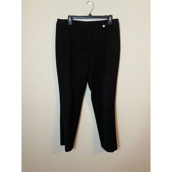 Anne Klein Womens Straight Leg Black Dress Pants Sz 8 Gold Lion Buttons Trousers - Picture 3 of 16